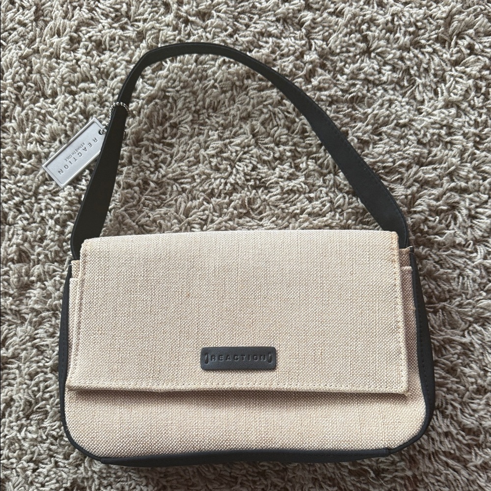 Kenneth Cole Reaction Beige and Black Shoulder Bag